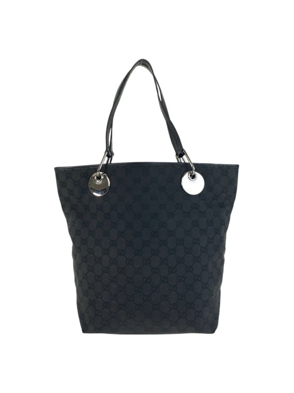 Gucci Black Silver GG Canvas Tote Shoulder Bag - Picture 2 of 9